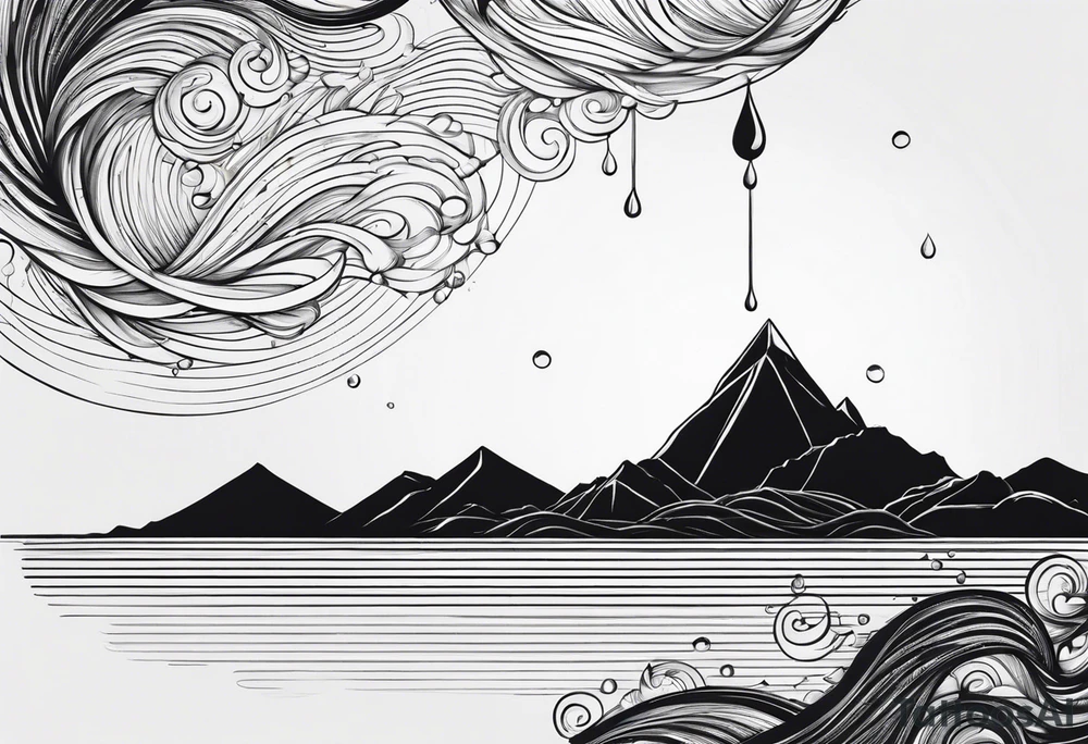 water drop falling into calm ocean tattoo idea