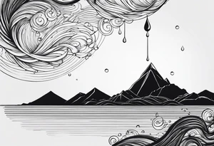 water drop falling into calm ocean tattoo idea