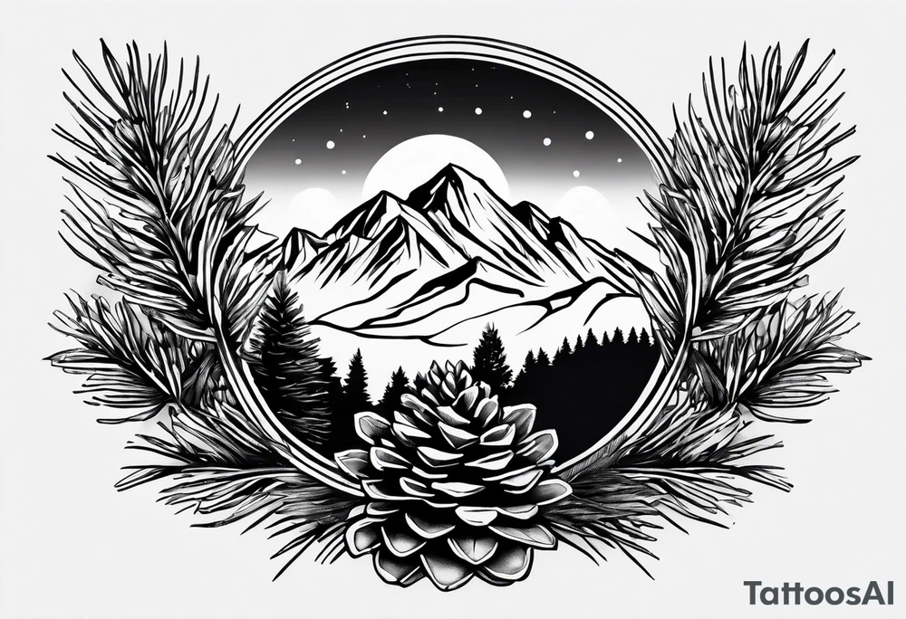 Pinecone transforming to a mountain tattoo idea