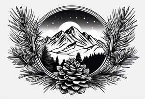 Pinecone transforming to a mountain tattoo idea