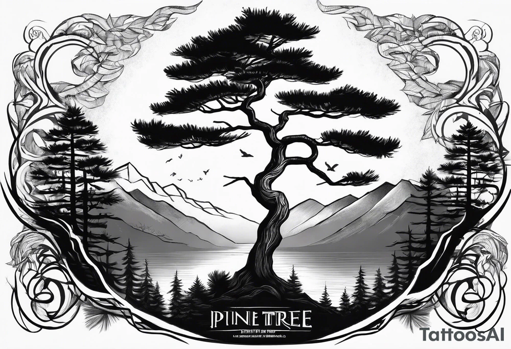 Pine tree conected with an upsieddown junpier tree tattoo idea
