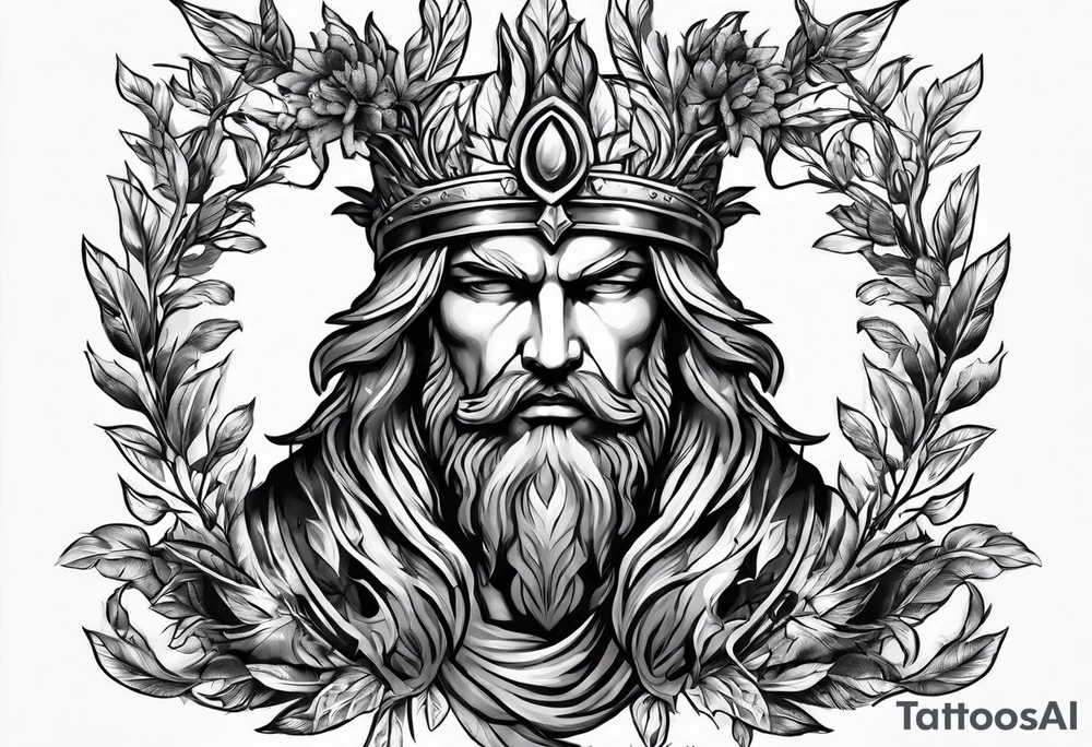 Ares with a laurel wreath around him tattoo idea