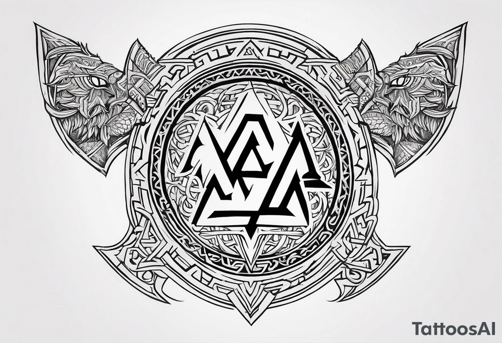 Valhalla sword
dragon axe Valknut helm of awe tattoo idea