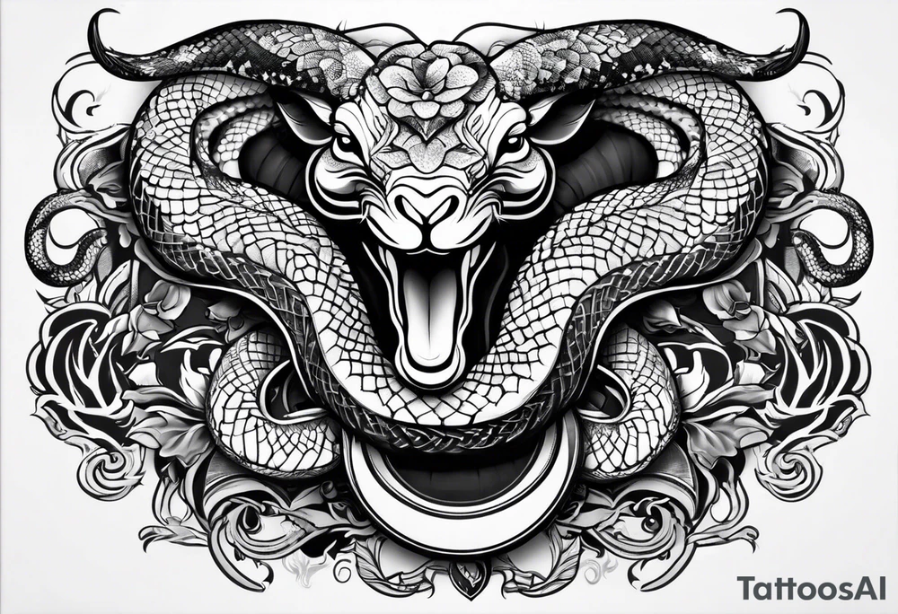 On the goat's head is a snake tattoo idea