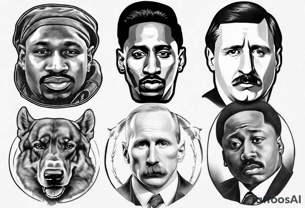 Icons portraits 
ARM SLEEVE 
REALISTIC
messi
Tupac
biggie
hitler
Putin tattoo idea