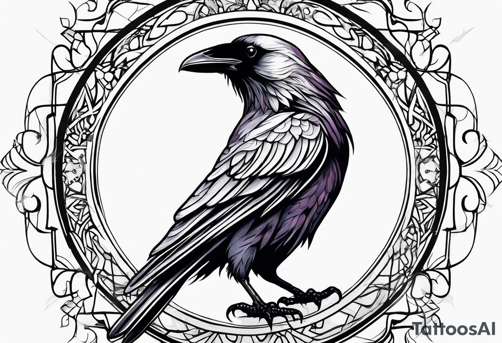 Raven outline tattoo idea