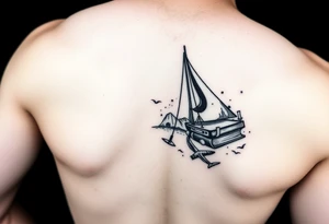 A black and white tattoo that will go on side of the wrist. This is for someone who loves ocean, travel and books. tattoo idea