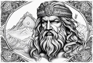 God Zeus with the names Natalie and Cameron tattoo idea