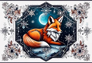 Constellation, animal fox , snowflake tattoo idea