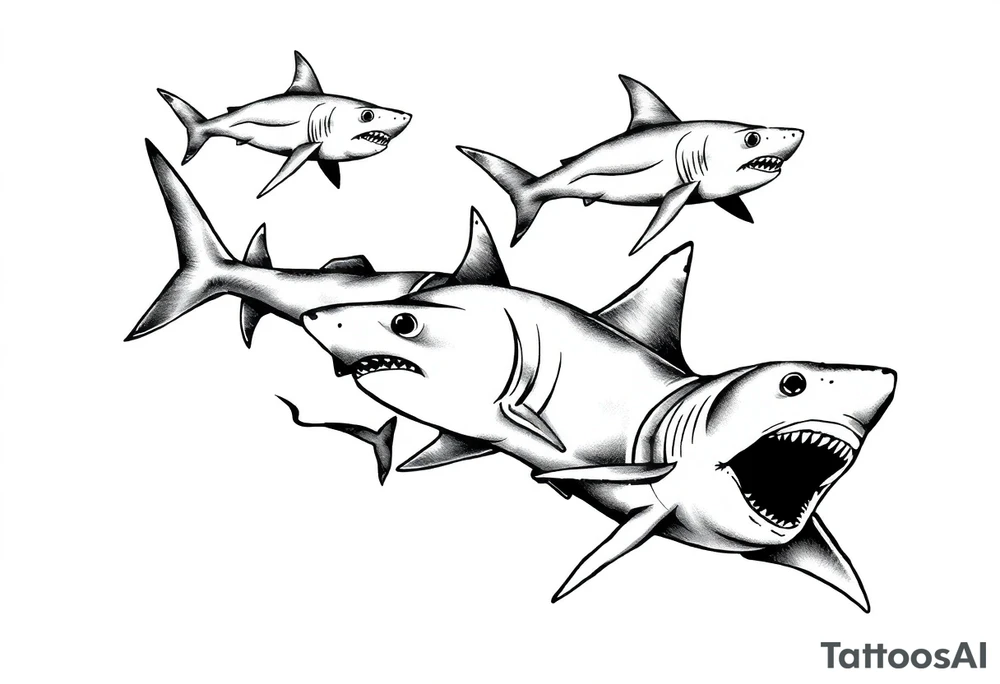 school of sharks from an above view tattoo idea