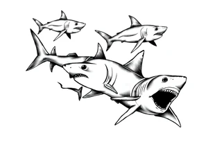 school of sharks from an above view tattoo idea