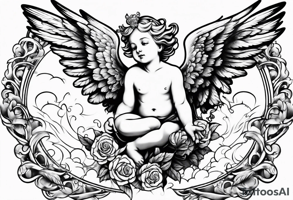Cherub flying tattoo idea