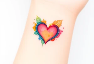 A watercolor infinity symbol surrounded with heart in rainbow colors tattoo idea