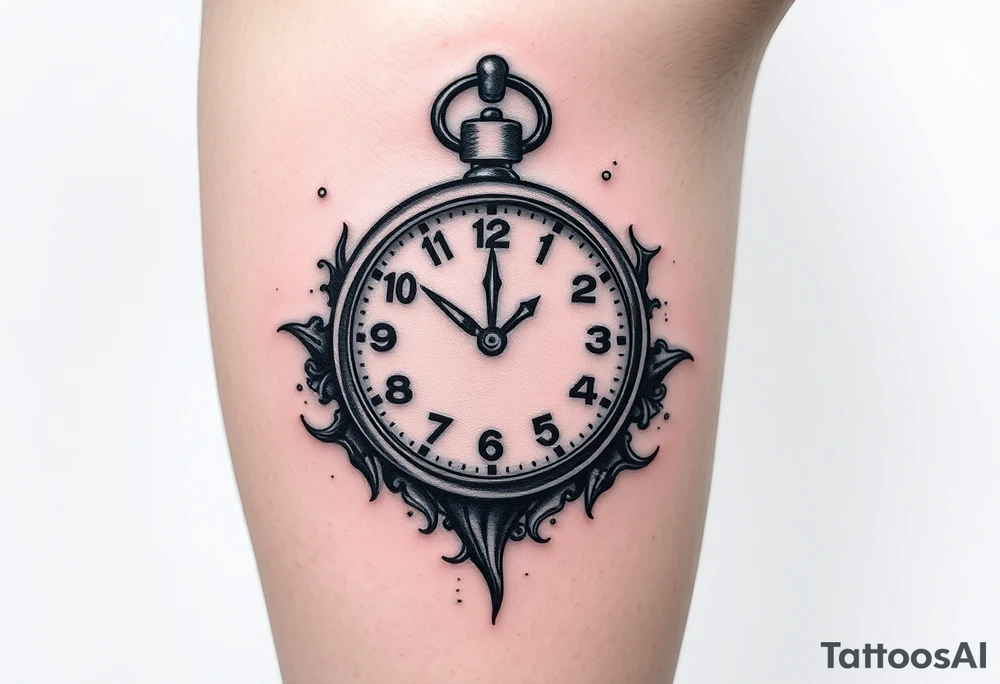 Leg tattoo with saying on thigh 2005 above knee a time clock on the knee tattoo idea
