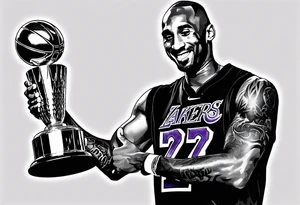 Kobe Bryant holding the NBA final championship trophy tattoo idea