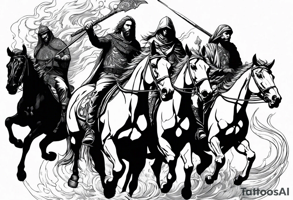 Four horseman of the apocalypse going up and down tattoo idea