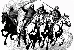 Four horseman of the apocalypse going up and down tattoo idea