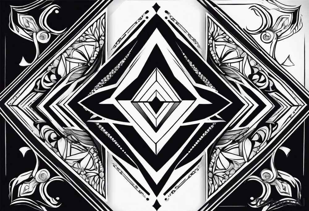 simple Dimond shape split in two halves tattoo idea