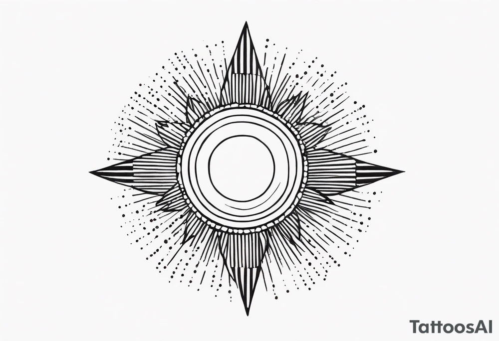 simple sun made of black dots and circles tattoo idea
