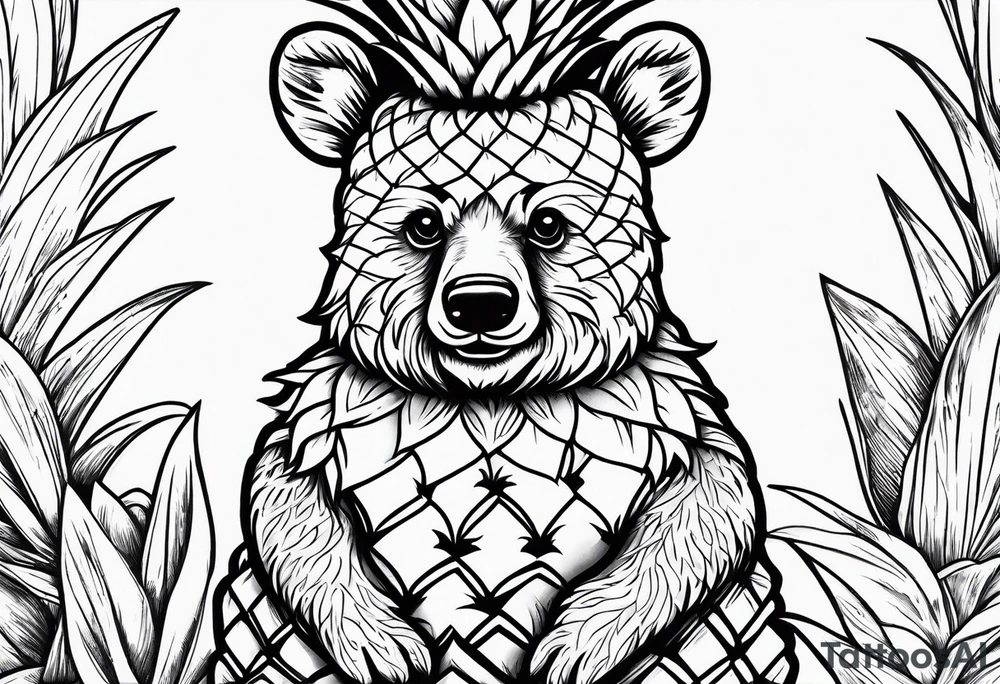 Cute Pineapple bear tattoo idea
