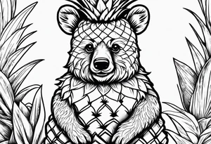 Cute Pineapple bear tattoo idea