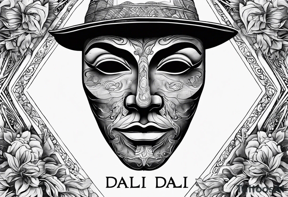 Dali mask, computer, knowledge tattoo idea