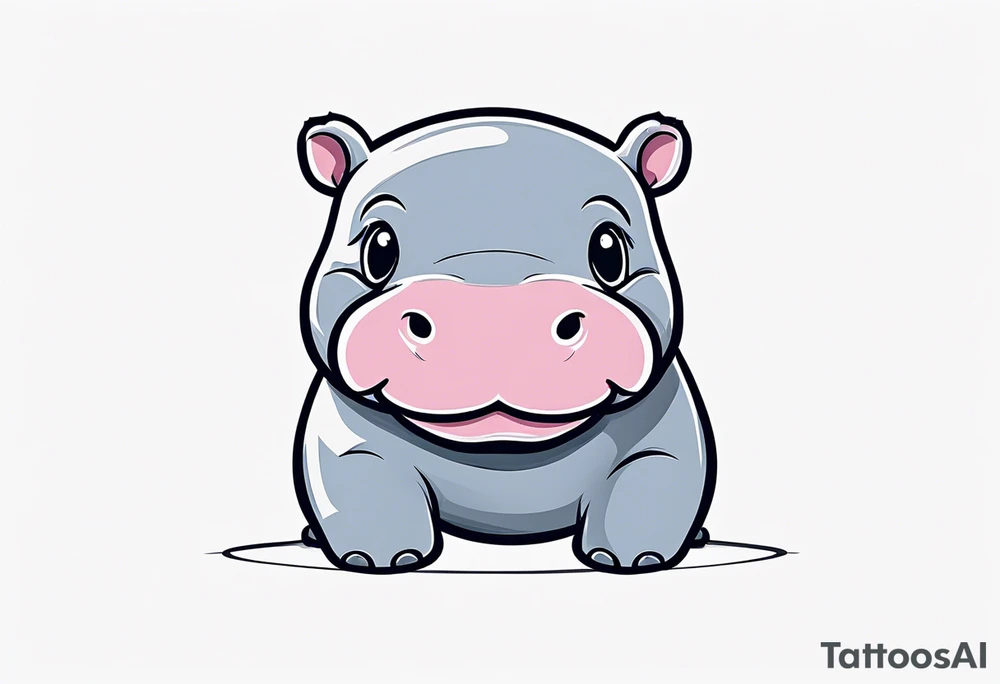 Baby hippo smiling tattoo idea