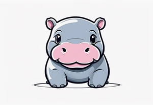 Baby hippo smiling tattoo idea