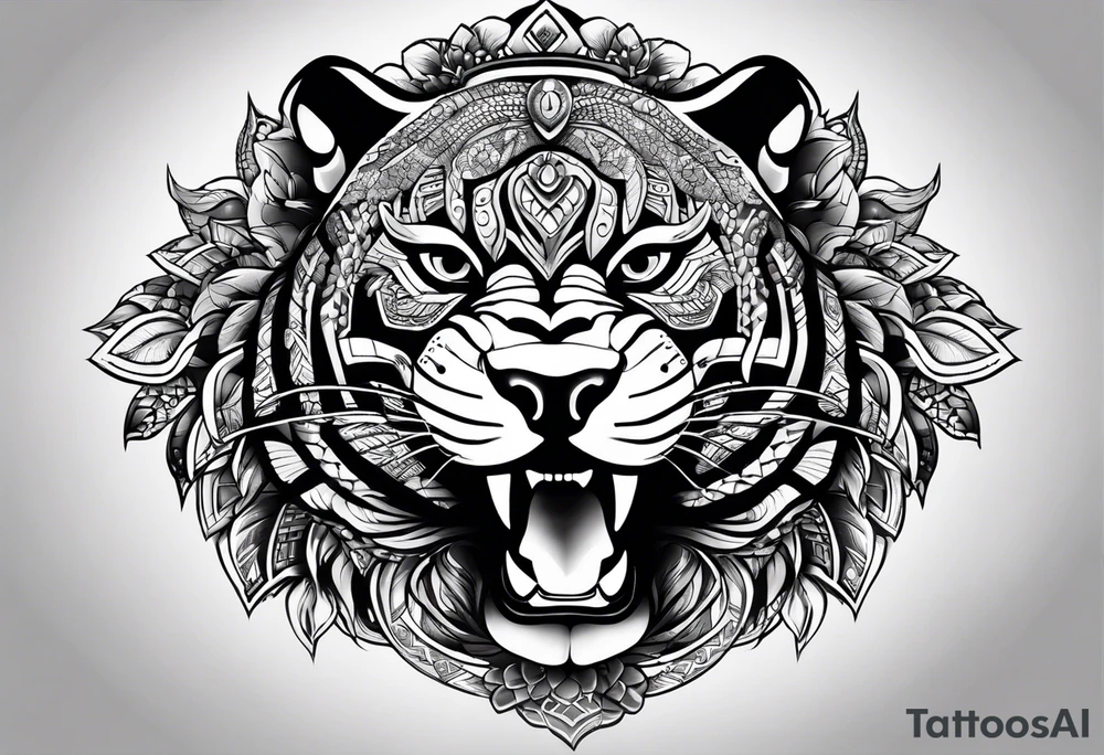 aztec black jaguar with snake tattoo idea
