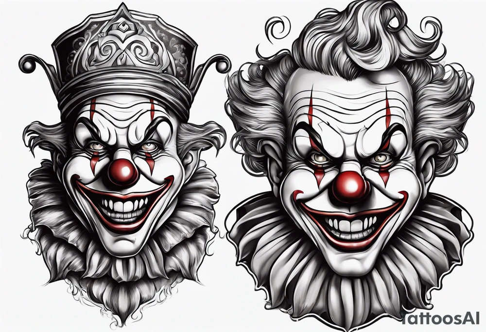 scary cartoon clown tattoo idea