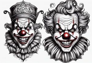 scary cartoon clown tattoo idea