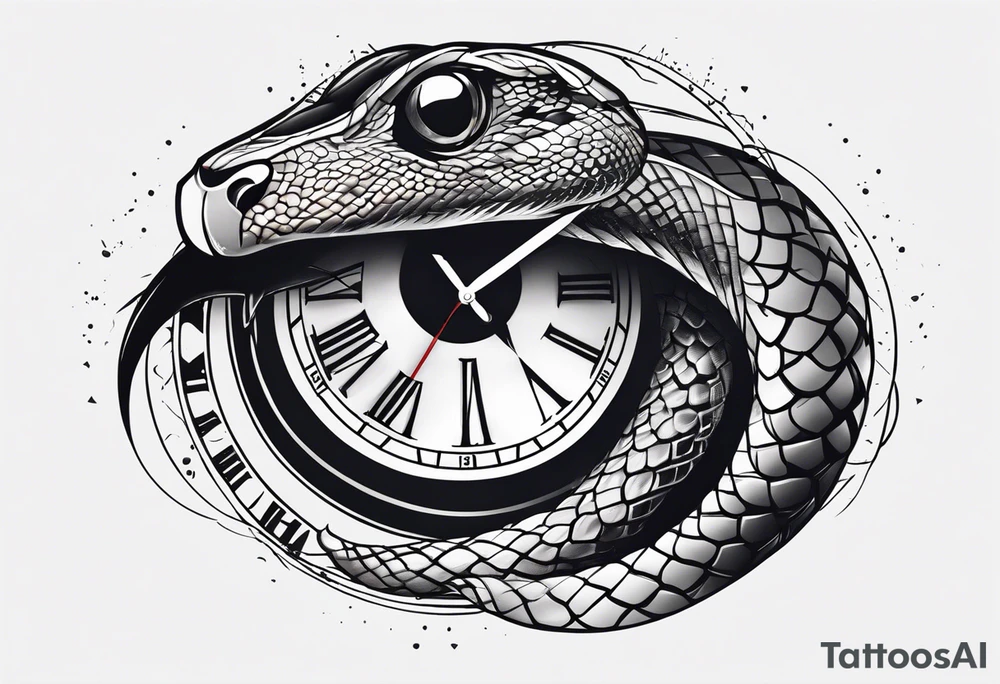 snake eye with clock tattoo idea