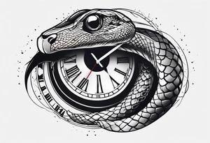 snake eye with clock tattoo idea