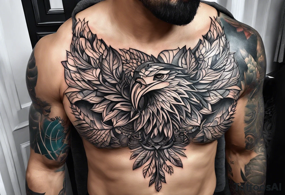 Two separate pieces about the size of a palm, one for day and one for night placed on each side of the chest on a man tattoo idea