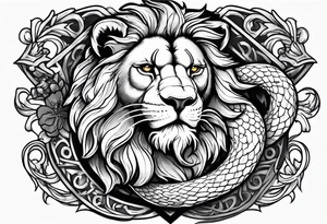 New school Scottish lion rampant with gadsden snake tattoo idea