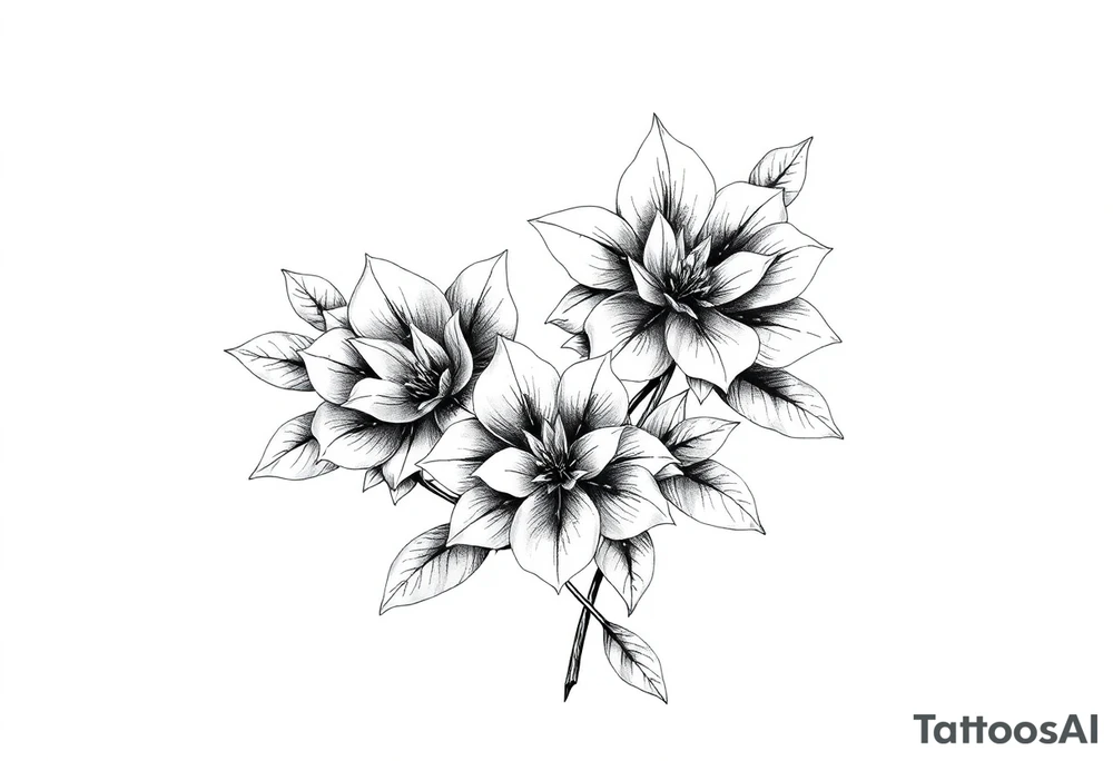 moon-shaped flowers tattoo idea