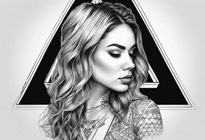 woman inside a triangul tattoo idea