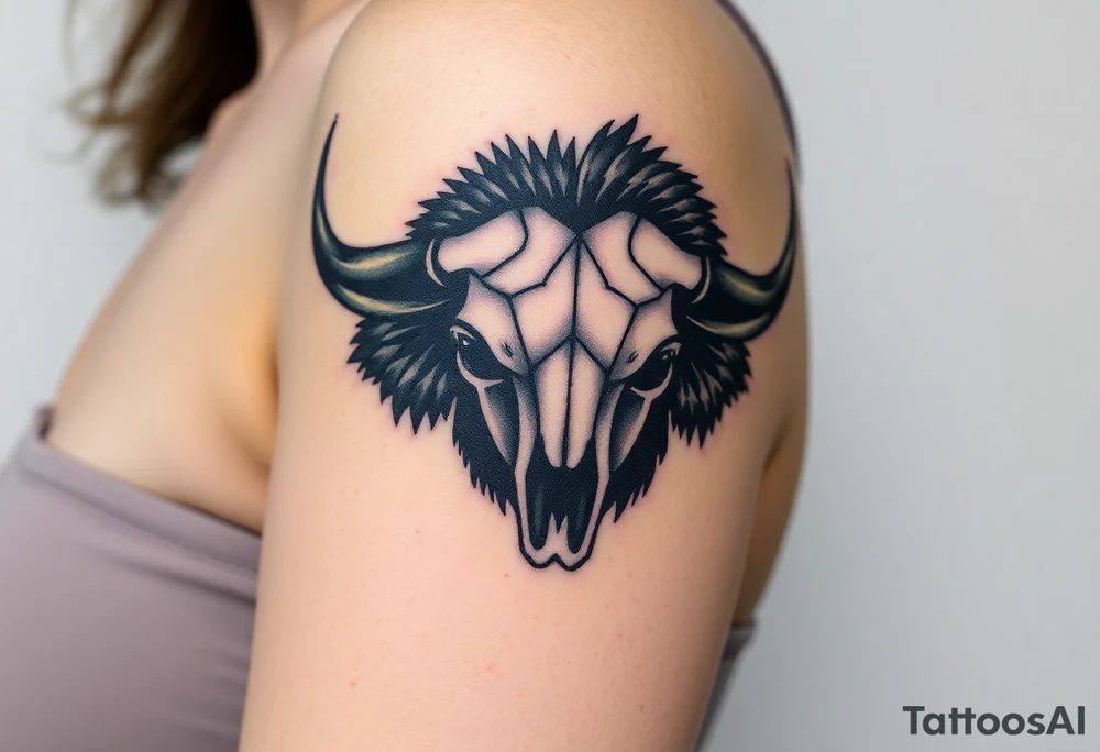Buffalo or bison skull tattoo tattoo idea