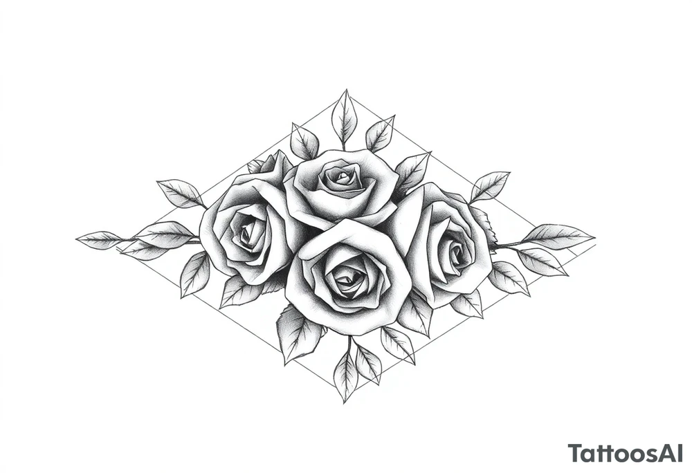 Small Roses filling up the inside of an lateral diamond shape tattoo idea