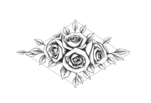Small Roses filling up the inside of an lateral diamond shape tattoo idea
