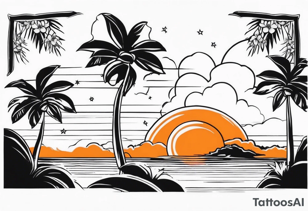 Orange blossom palm trees oranges tattoo idea