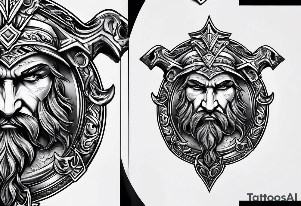 Valhalla sword shield  axe tattoo idea