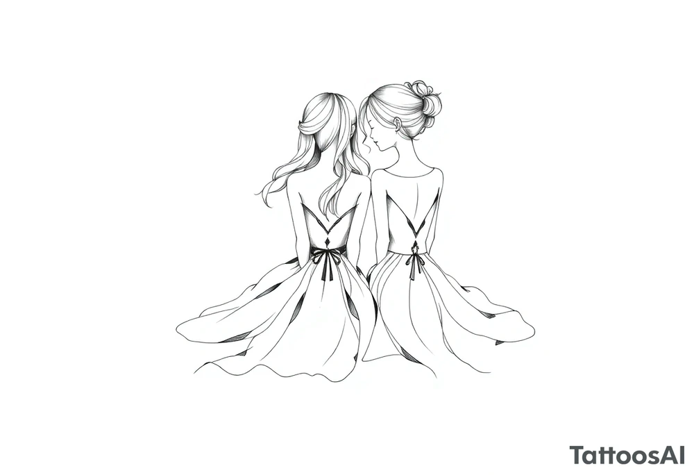 Two girls with dress sitting next tattoo idea