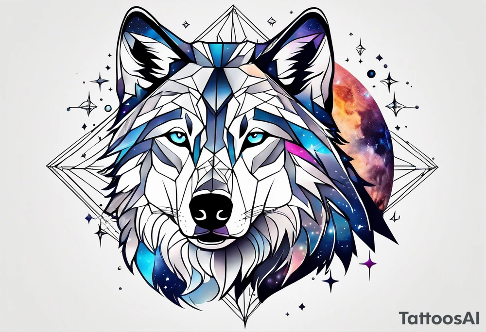 Constellation, two animal wolf, géométric tattoo idea