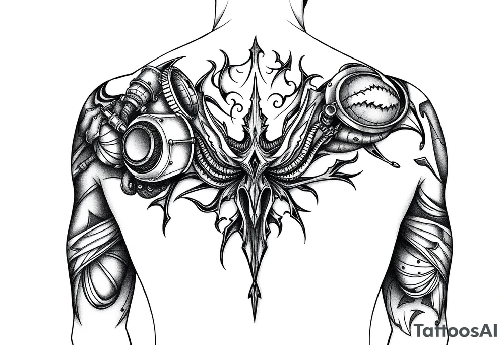 Music, sports, African half sleeve tattoo idea