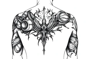 Music, sports, African half sleeve tattoo idea