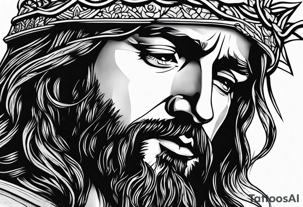 jesus side profile tattoo idea