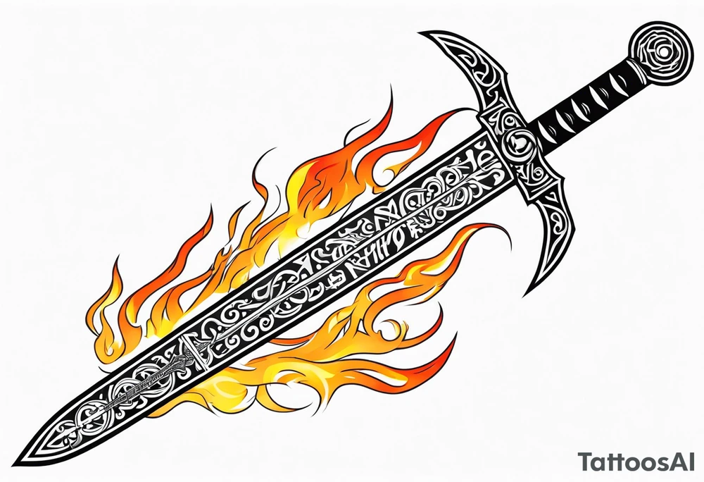 valhalla sword viking shipon fire tattoo idea