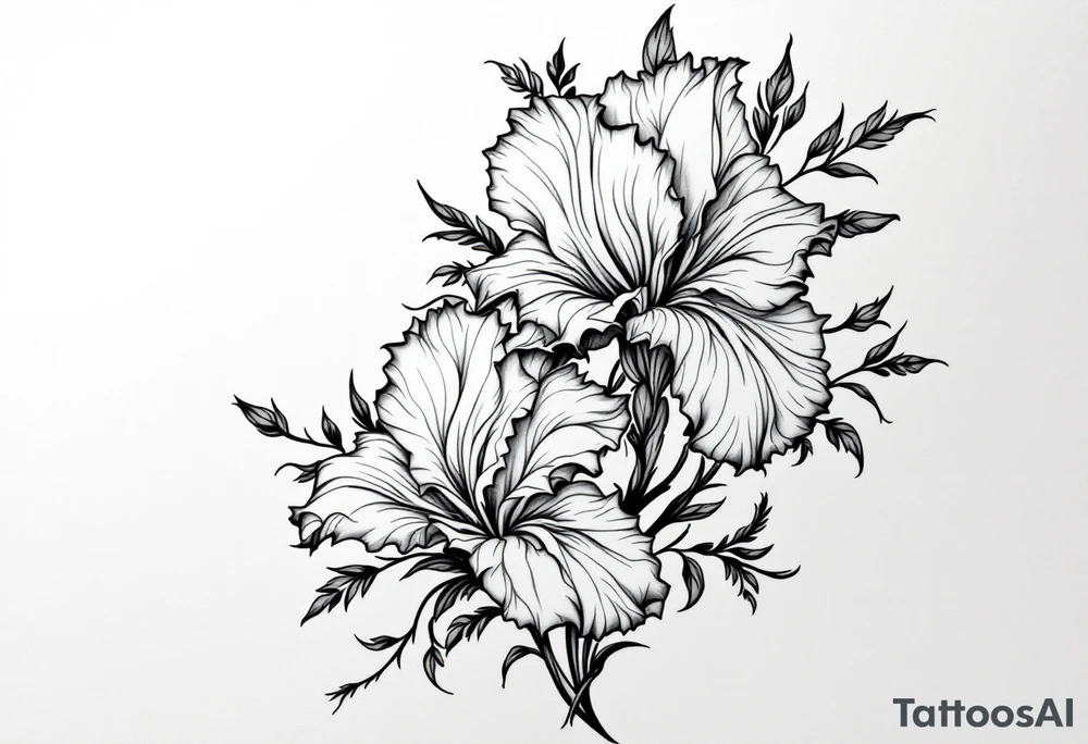 Iris flower bouquet tattoo idea