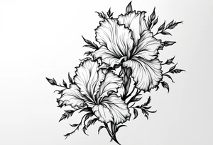 Iris flower bouquet tattoo idea